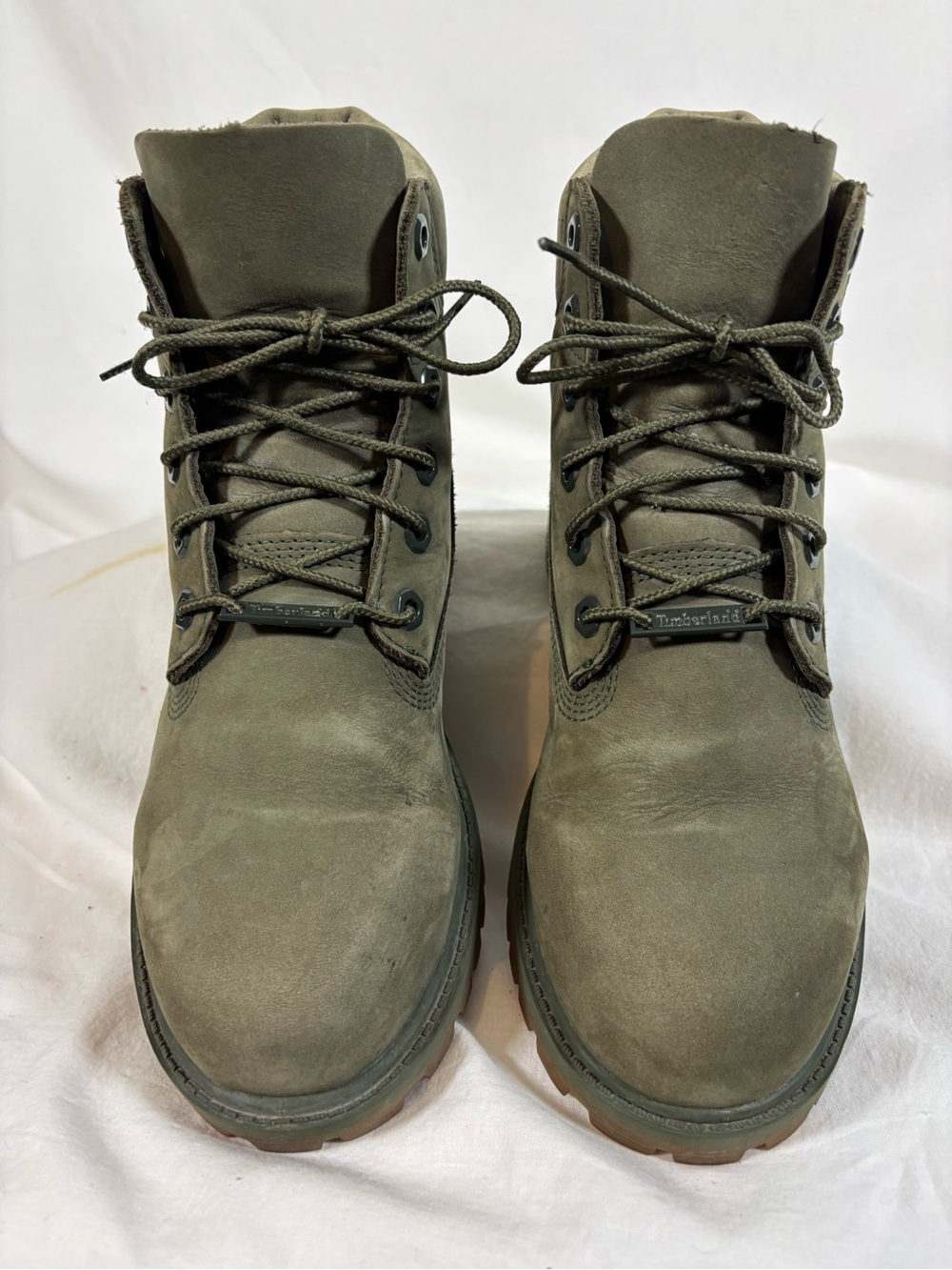 Timberland Olive Green Nubuck 6 Inch Boots Mens 5.5 Womens 7 Gorpcore Hiking
